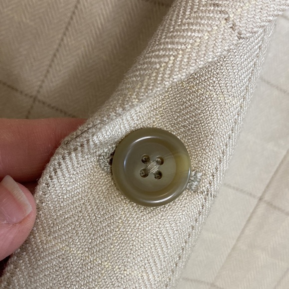 Lauren Ralph Lauren Sport Coat Mens 46R Silk Cream Herringbone Windowpane Blazer - Picture 7 of 16